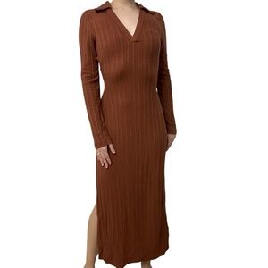 L’Academie Sweater Dress Knit Bodycon Open Back Ribbed Cut Out Size Medium New